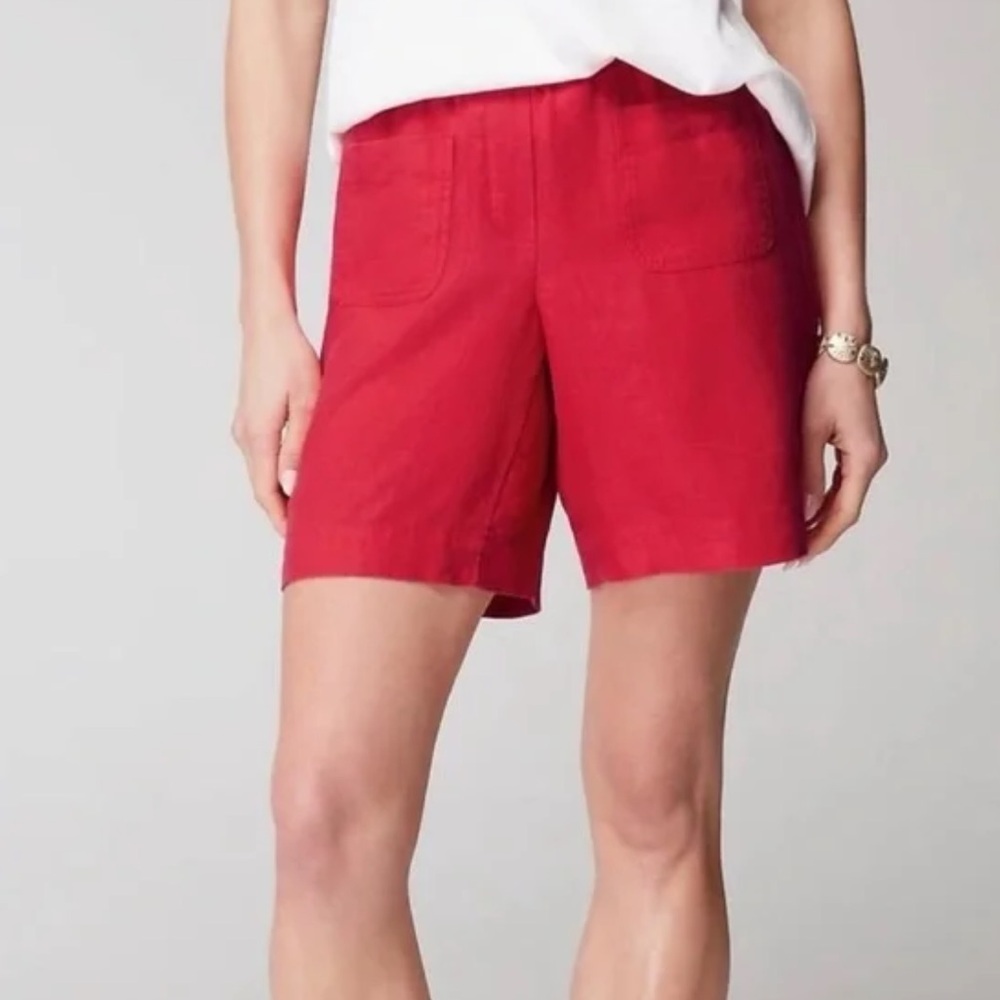 J. Jill NWT Linen Shorts Womens Strawberry Jam Pull On Small Petite